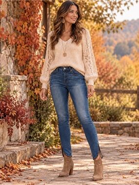 Jennifer Lopez Size 6 Medium Wash Skinny Jeans Zip Hem Ankle Denim